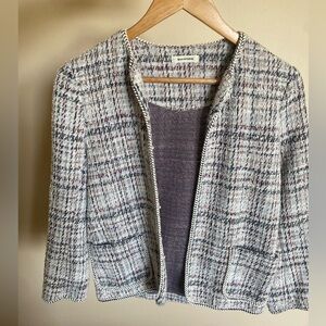 Max Studio Black/Burgundy Tweed Plaid Women's Jacket